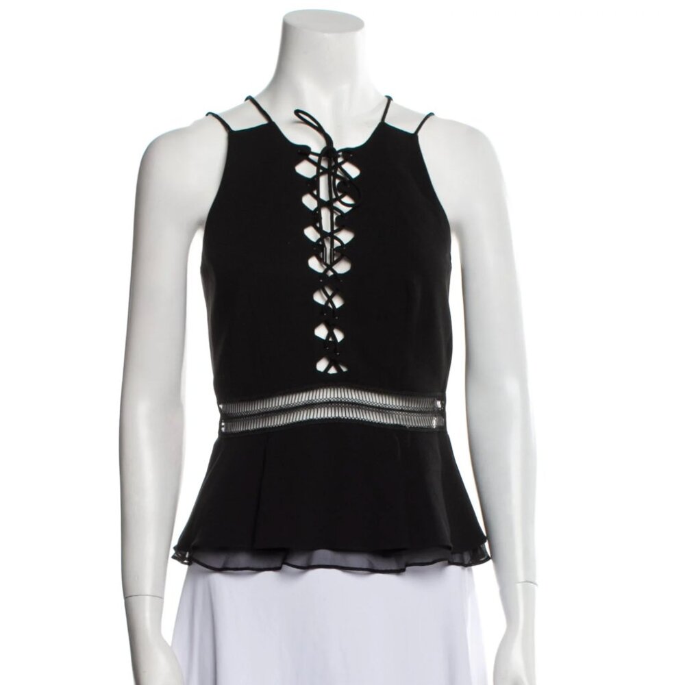Black Lace-Up Sleeveless Top